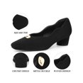 thumbnail image 4 of BLISSFUL STEP Women's Mental Buckle Slip on Block Heels Pumps Black (Size 6), 4 of 8