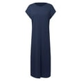 thumbnail image 4 of Siilsaa Wedding Guest Dresses for Women Women's Summer Strap Ruffle Casual Flowy Long Dress Beach Swing Party Maxi Dress Navy,M, 4 of 5