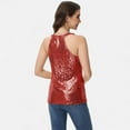 thumbnail image 5 of Women's Sleeveless Sequin Halter Top with Pleated Neckline and Sparkling Finish - Medium, Red, 5 of 6