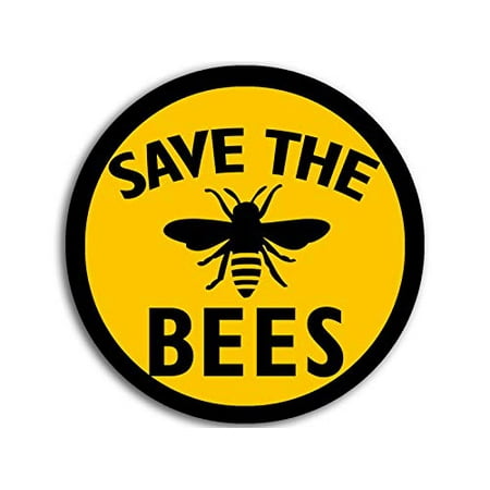 - 4x4 inch Round Save The Bees Sticker (Anti Monsanto Beekeeper Yellow Black love)