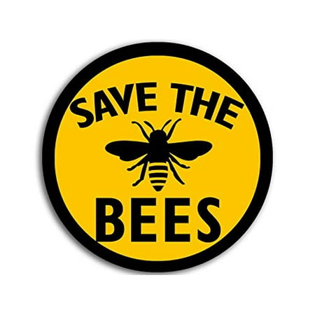 4x4 inch Round Save The Bees Sticker (Anti Monsanto Beekeeper Yellow Black (Best Anti Trump Stickers)