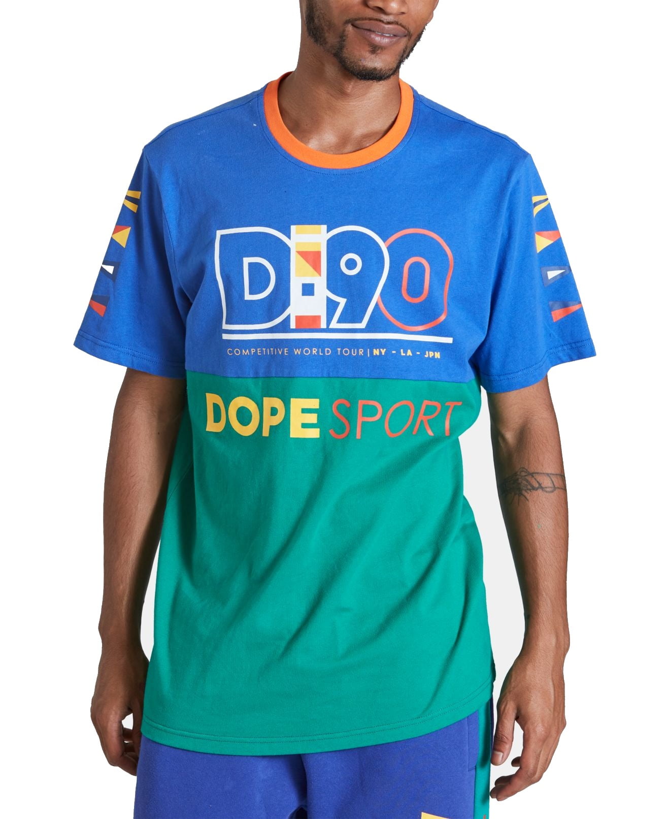 Dope TShirts Mens TShirt Blue Graphic Colorblock Crewneck 2XL