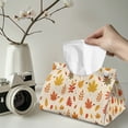 thumbnail image 2 of COEQINE Tissue Box Cover PU Leather Rectangle Tissue Case Holder Facial Tissue Dispenser for Bathroom Bedroom Kitchen Office Car Modern Fall Home Decorative, Maple Leaf Gold, 2 PCS, 2 of 7