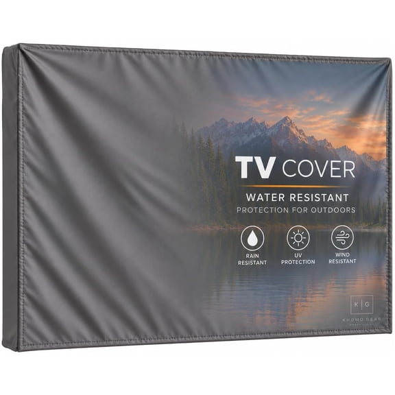 KHOMO GEAR Outdoor TV Cover 65-70 inch, Weatherproof and Water-Resistant TV Cover for Outside with Remote Pocket, Fits Wall Mounts and Stands - Grey