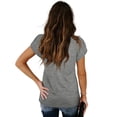 thumbnail image 3 of Dyfzdhu Short Sleeve Shirts for Women Solid Color V Neck T Shirt Loose Casual Summer Tops Grey, 3 of 8