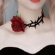 thumbnail image 3 of Gargantilla de mujer Yinane de cordones de flores de rosa gargantilla de flores cómodo, 3 of 8