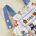 thumbnail image 6 of Cjfdfy Newborn Baby Boy Girls Birthday Overalls Animal Party Print One Birthday Embroidery Short Jumpsuit Cake Smash Outfit Infant Cute My First Birthday Fall Winter Outfit 6-18M, 6 of 9