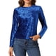 thumbnail image 1 of INSPIRAR CHIC Blusas de Terciopelo para Mujeres Cuello Redondo de Manga Larga Camiseta Casual XL Azul Real, 1 of 6