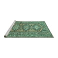 thumbnail image 2 of Ahgly Company Machine Washable Indoor Square Persian Turquoise Blue Traditional Area Rugs, 3' Square, 2 of 4