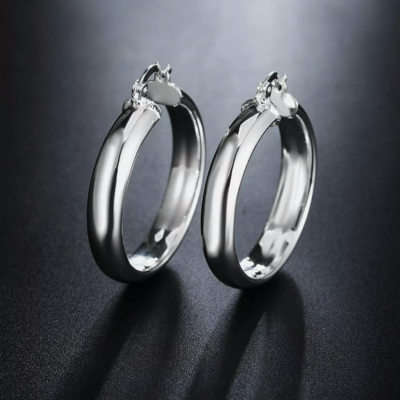 New Fashion Silver Popular Circle 925 Hoop Earrings Jewelry Women Gift Sale