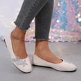 thumbnail image 6 of Gpaecead Women's Rhinestone Floral Ballet Flats Faux Suede Slip On Cushioned Dress Shoes For Office, Party And Commute White, 6 of 8