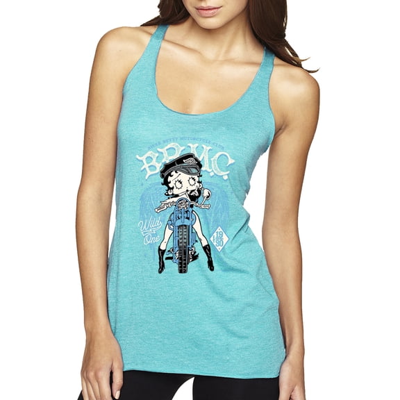 Wild Bobby Biker Betty Boop MC Motorcycle Club 1930 Betty Boop Tri-Blend Racerback Tank Top, Tahiti Blue, X-Large