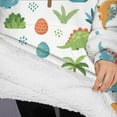 thumbnail image 3 of Oversized Wearable Blanket Hoodie,White Dinosaurs Eggs Palms Pattern Sherpa Blanket Hoodie with Super Pockets,Super Warm Fuzzy Pullover for Women & Men, 3 of 6