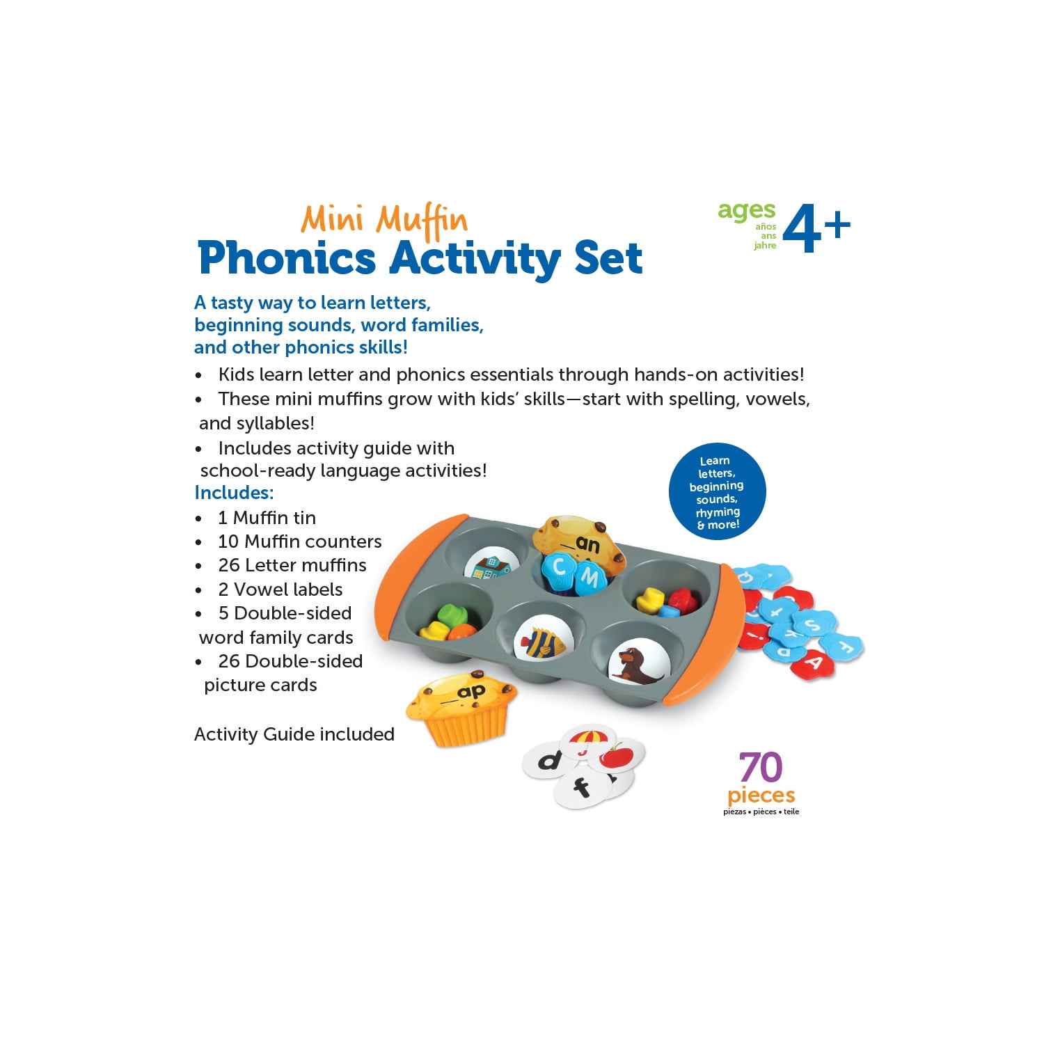 Learning Resources Mini Muffin Phonics Activity Set, 70 Pieces, Ages 4+, Preschool Learning Activities