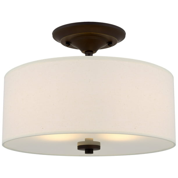 Kira Home Addison 13 2 Light Semi Flush Mount Ceiling Fixture With Off White Fabric Drum Shade Bronze Finish Com - How To Get Flush Light Off Ceiling