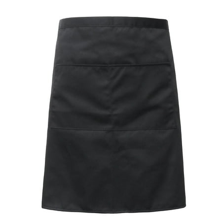 

HOMEMAXS BESTOMZ Universal Unisex Women Men Kitchen Cooking Waist Apron Short Apron with Double Pockets (Black)