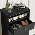 thumbnail image 6 of Homfa 6 Drawer Dresser, 51.4" Tall Chest of Drawers with Glass Doors, Wood Storage Cabinet for Bedroom Living Room, Black, 6 of 7