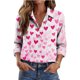 thumbnail image 2 of TaTaai Ladies Long Sleeve Button Down Shirt Valentines Day Print Satin Lapel Collar Blouse Silky Romantic Loose Fit Top Gift, 2 of 7