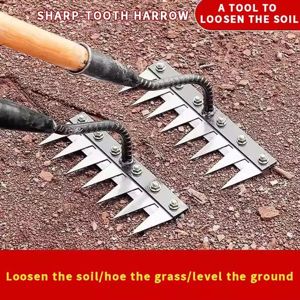 Carbon Steel Garden Weeding Rake, Detachable Manual Weed Puller Tool with Ergonomic Handle for Yard Lawn and Garden - Heavy Duty Dethatching Claw Remover