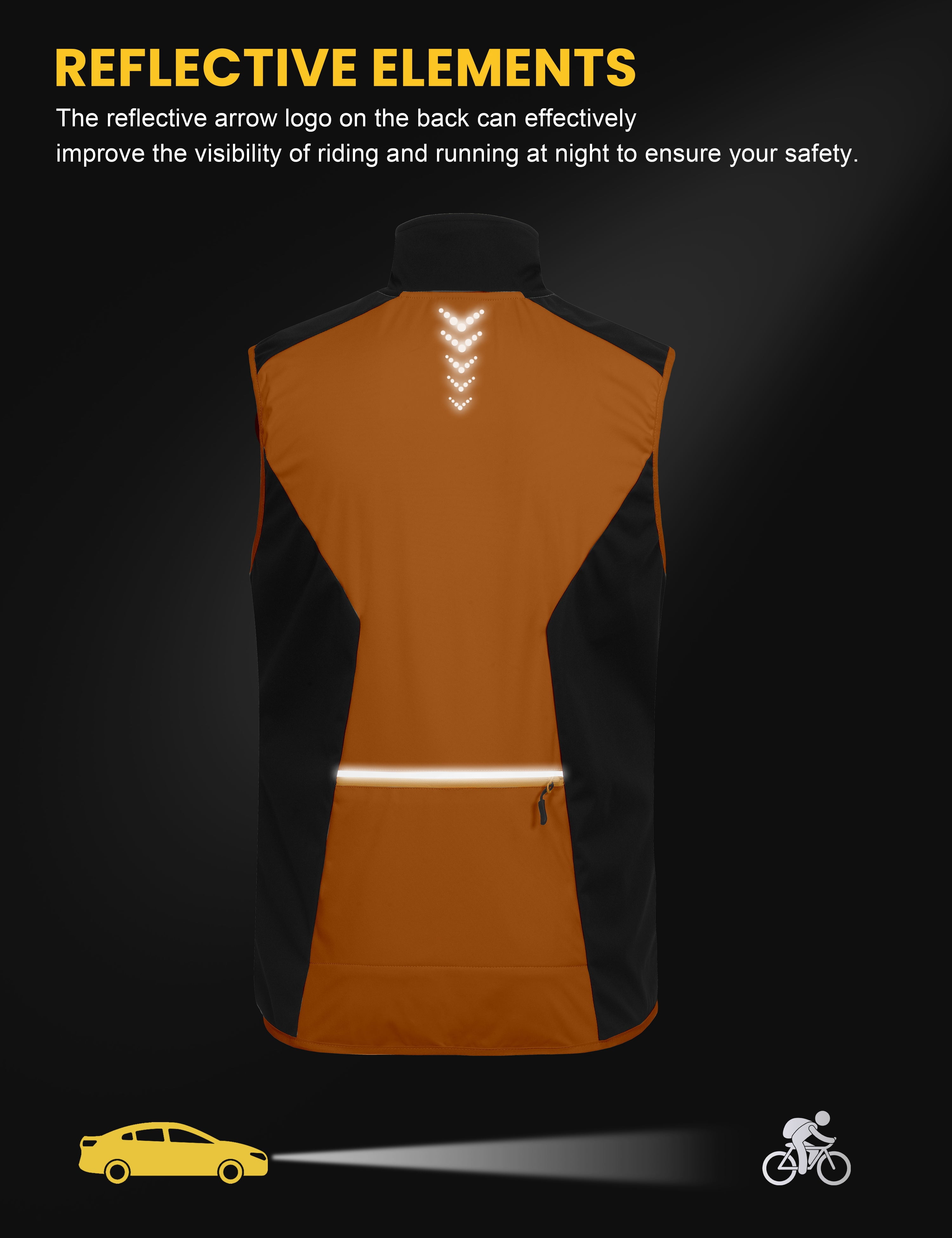 Little Donkey Andy Men's Water-resistant Outerwear Vests, Stretch Windproof Vest for Cycling, Running, Golf (Orange 2XL)