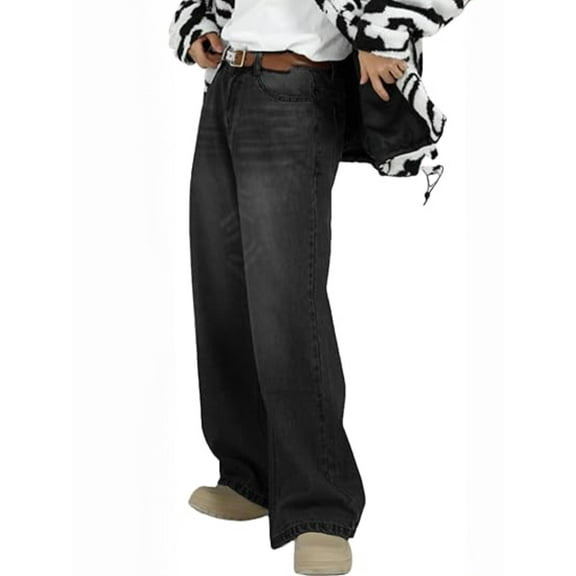 EMMIOL Men's Wide Leg Jeans Y2K Vintage Baggy Loose Fit Jeans Hip Hop Denim Pants 90s Streetwear