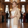 thumbnail image 3 of Pashmina Shawls Scarf for Women Large Silky Wraps for Evening Dress Bridesmaid Wedding Winter Beige, 3 of 8