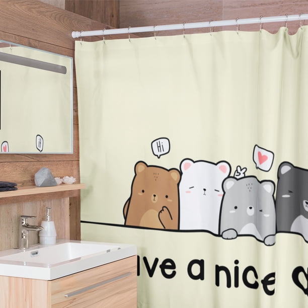 Cortina de Baño Impermeable Grande con Diseño de Ositos Amarilla para Regadera Juana Gallo