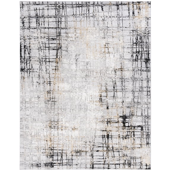 SAFAVIEH Meadow Roger Distressed Area Rug, Light Grey/Black, 9' x 12'