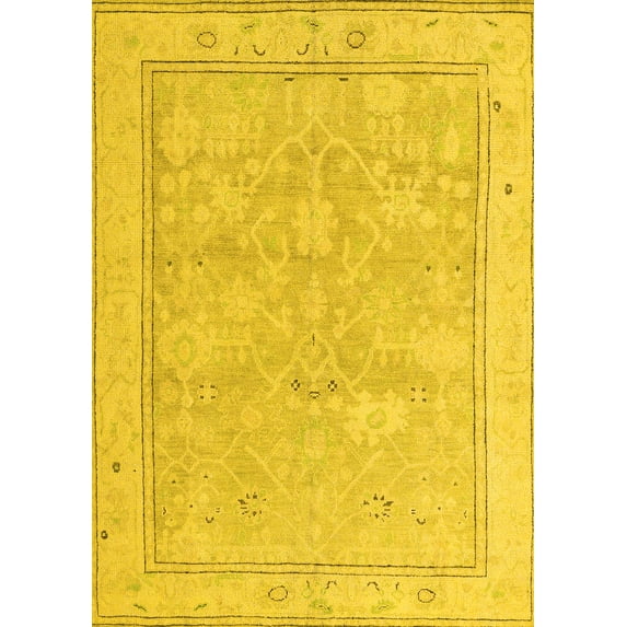 Ahgly Company Indoor Rectangle Oriental Yellow Traditional Area Rugs, 5' x 7'