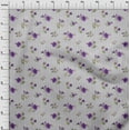 thumbnail image 3 of oneOone Cotton Jersey Violet Fabric Stripe|Leaves & Floral Artistic Sewing Material Print Fabric By The Yard 58 Inch Wide, 3 of 4