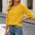 thumbnail image 2 of Cilsoka Womens 3/4 Sleeve Tops and Blouses Dressy Casual Crewneck Shirt for Business Work Summer Trendy Vacation Tshirt, 2 of 4