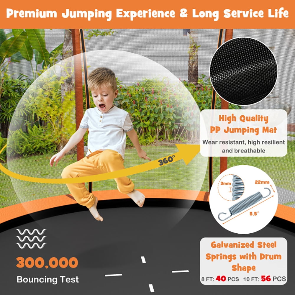 GVN Trampoline, Outdoor Recreational Trampolines,10 Feet Unique Flower Shape Trampoline with Galvanized Steel Frame-Orange