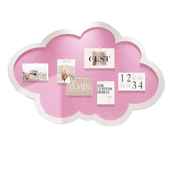 Cute Bulletin Board for Wall,Cloud Shape Cork Notice Board with Pushpins,Self Adhesive Felt Memo Board(Pink,80x50cm)