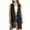 Black, variant on Wyobmus Women's Slim Fringe Hem Faux Suede Open Front Sleeveless Cardigan Vest Coat Black