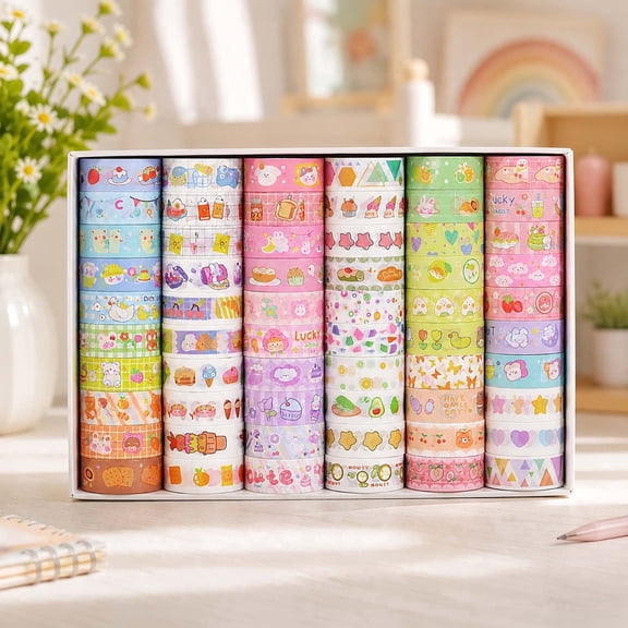 Washi Tape Set, 60 Rolls Colorful Scrapbook Supplies 15mm Width for DIY