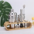 thumbnail image 2 of 9pc Cocktail Maker Set Shaker Glass Twisted Bar Spoon Strainer Wood Muddler, 2 of 3