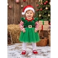 thumbnail image 3 of RUINIXCW Toddler Girl Christmas Dress Long Sleeve Tulle Dress Elf Costume with a Hat, 3 of 8