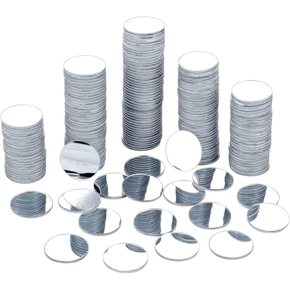200pcs Round Acrylic Mirror 1 Inch Adhesive Round Craft Mirror Tiles Mini Decorative Mosaic Mirror Tiles Small Circle Mirror for Arts Crafts Photo Props Framing Traveling Bedroom Decor