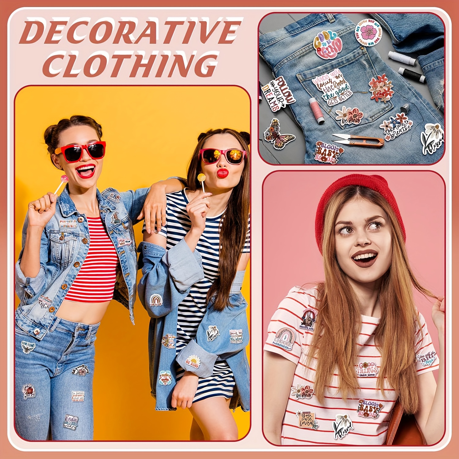 25pcs Bohemian Motivational Patches Embroidered Applique Retro Boho Sew on Hippie Style Iron on for Clothes Hats Backpacks Jackets Accessories