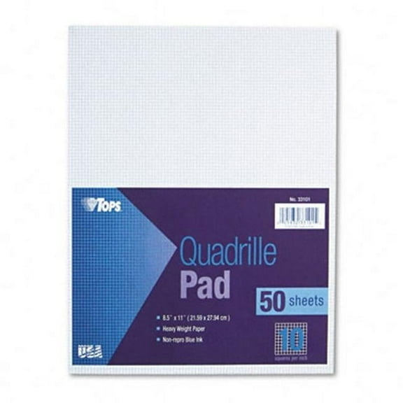 Tops Quadrille Pads Ten Squares per Inch 8-1/2 x 11 White 50 Sheets/Pad - White
