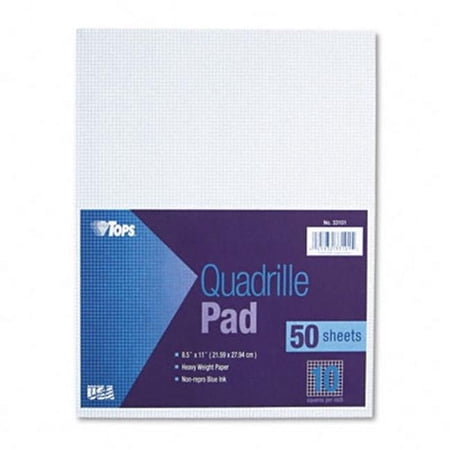 Tops Quadrille Pads Ten Squares per Inch 8-1/2 x 11 White 50 Sheets/Pad - White