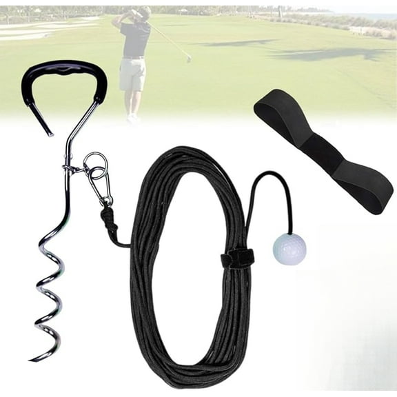 Golf Training Tool for Drivers & Irons, Golf Swing Trainer with a Real Golfball on a Tether for Backyard Practice Warm-Up, Useful Accessories for Increased Power and Accuracy, Experience Ball Flight