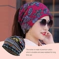 thumbnail image 2 of Bonnet Slouchy Style Bohémien Musulman Hijab Turban Extensible Protection des Oreilles Accessoires de Coiffure Bonnet Bleu floral, 2 of 5