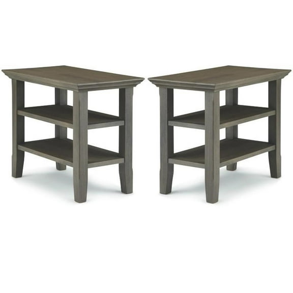 Home Square 2-Piece Wood 14" Rectangle Narrow Side Table Set in Farmhouse Gray