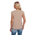 thumbnail image 5 of Ronuti Womens Short Sleeve Tshirts Crew Neck Womens T-shirts with Side Shirring Cruise Clothes for Women Summer Beige T-shirts, 5 of 8