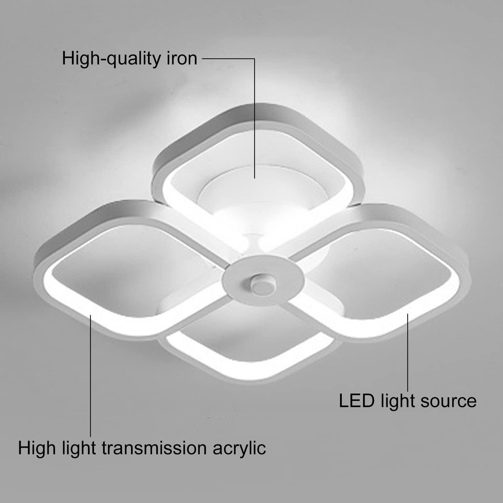 ADISUN LED Ceiling Lights Modern Lighting Fixtures Square Design Creative Flush Mount Lamp for Bedroom Kitchen Office Corridor Aisle, Cool White 6000K