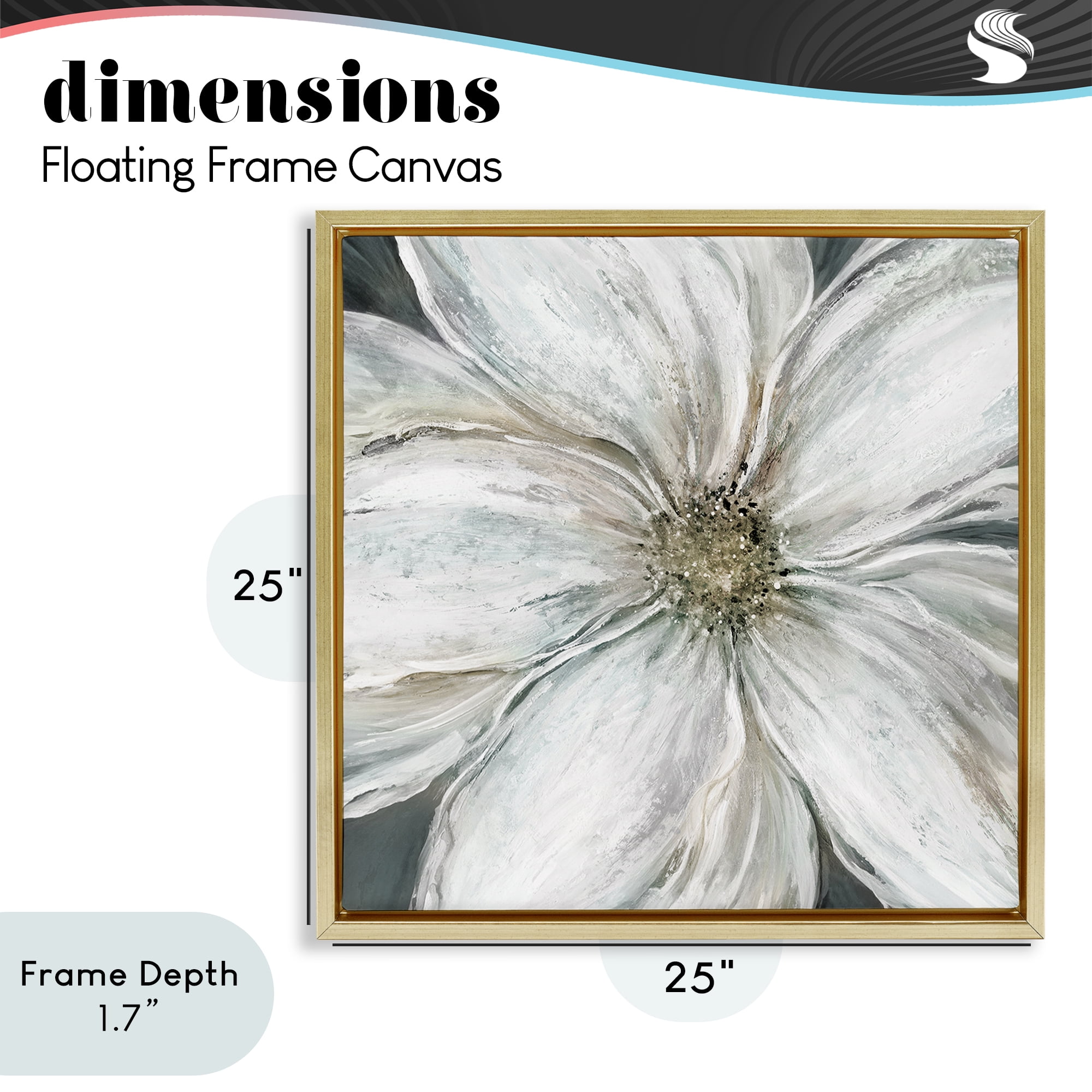 Stupell Industries Closeup Serene White Blossom Gold Framed Floater Canvas Wall Art, design by Carol Robinson