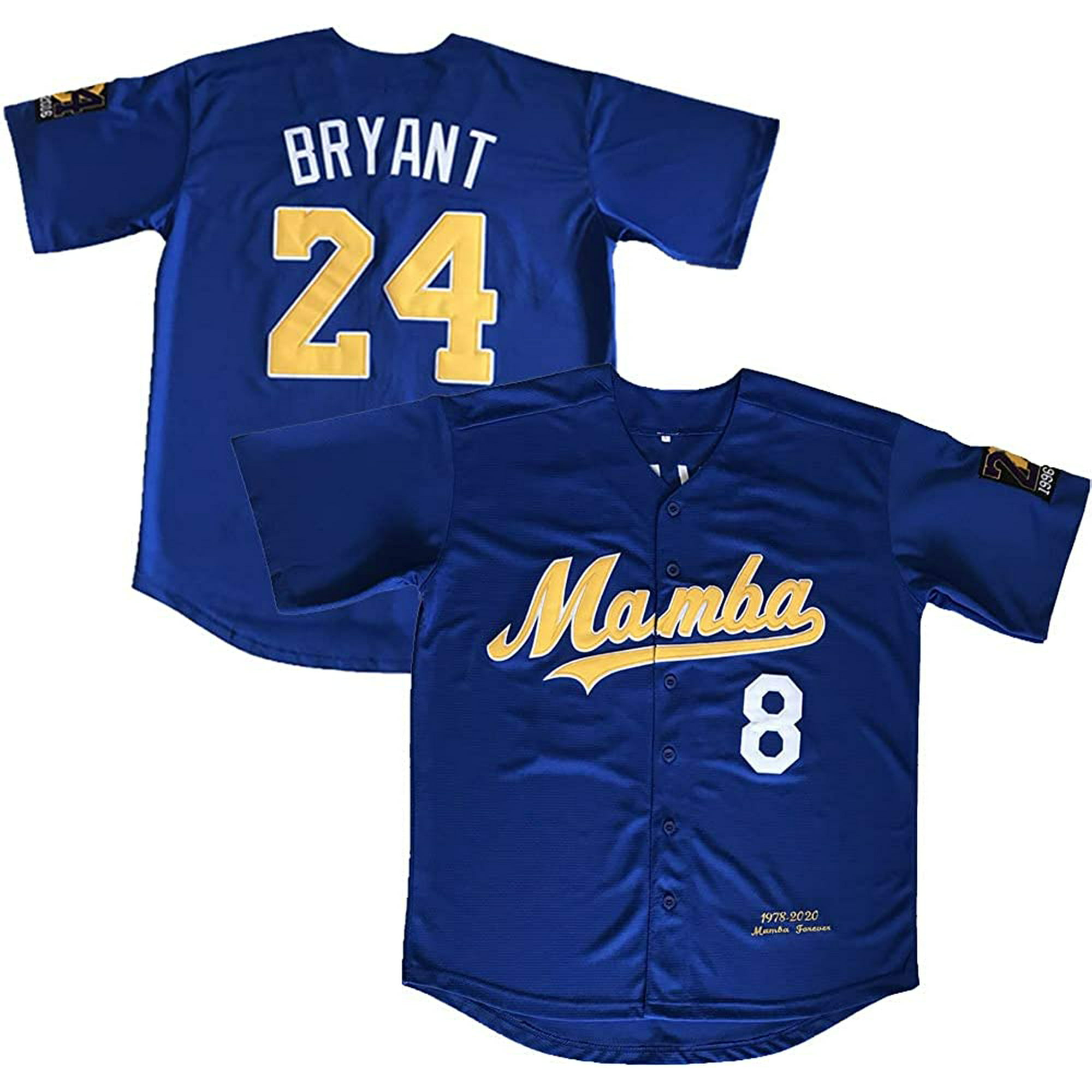 Men's 8 24 Bryant Retro Baseball Jersey Hipster Hip Hop Shirts Black Blue 
