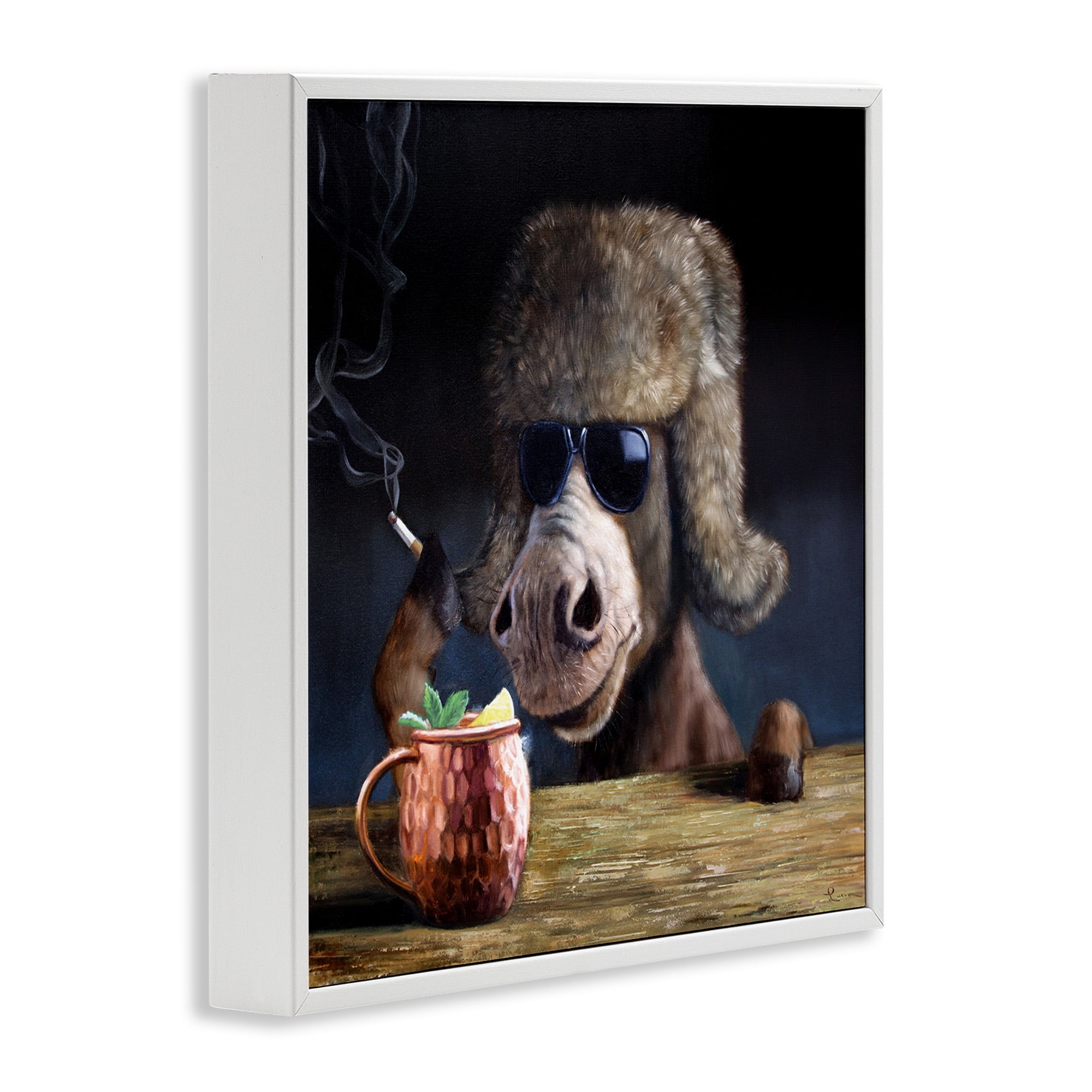 Stupell Industries Moscow Mule Funny Animal Animals & Insects Painting White Framed Art Print Wall Art, 24 x 24