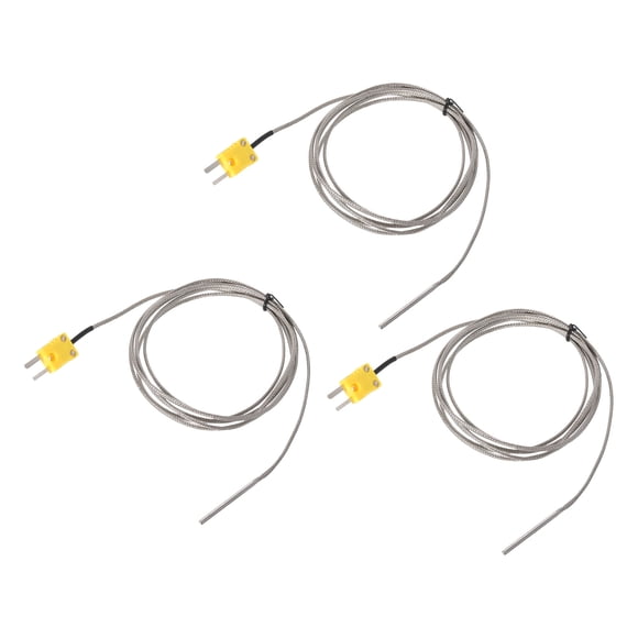 Unique Bargains K Type Thermocouple with Mini Connector Plug, Meter Temperature Sensor Probe 0 to 600C Stainless Steel, 3x40mm 6.6ft